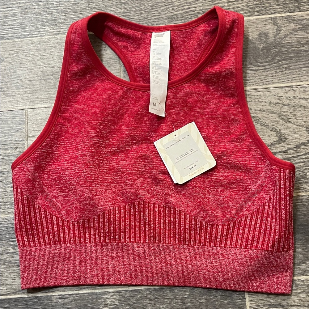 Fabletics Racerback Sports Bra - Red - - Picture 3 of 4